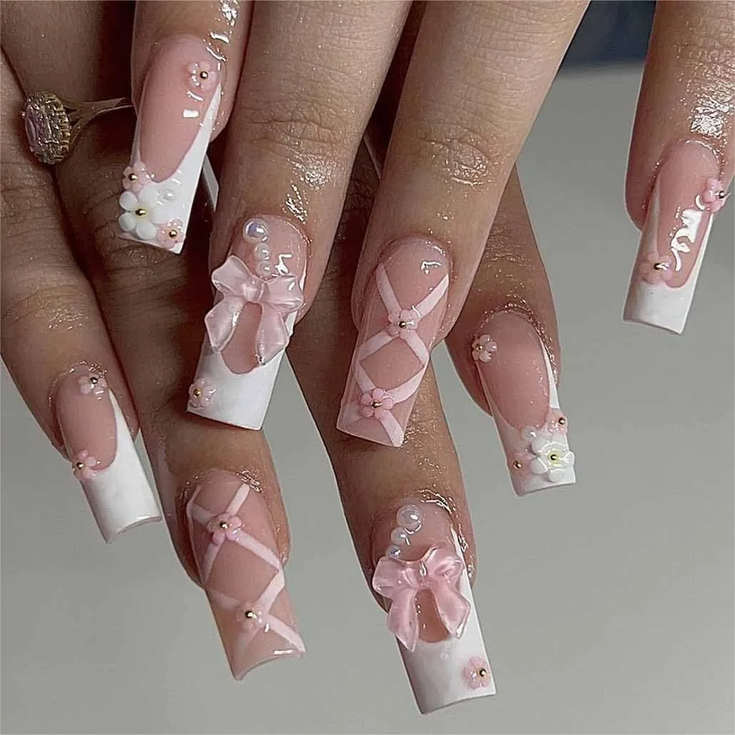 24Pcs Square Press on Nails Pink Rhinestone Glossy 3D Fake Nails for Women and Girls
24Pcs Square Press on Nails Pink Rhinestone Glossy 3D Fake Nails for Women and Girls