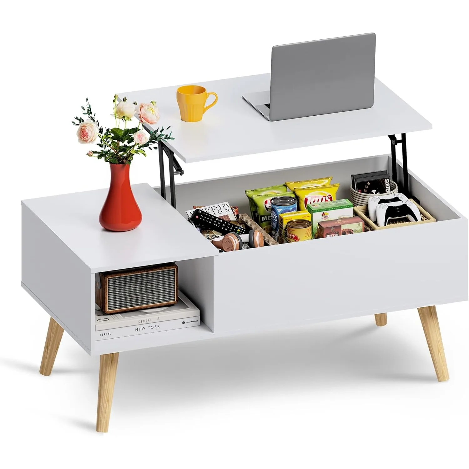 Журнальный столик с подъемным верхом и местом для хранения, небольшой деревянный обеденный центральный стол с полкой для хранения и скрытым отделением, 39 дюймов, белый
Журнальный столик с подъемным верхом и местом для хранения, небольшой деревянный обеденный центральный стол с полкой для хранения и скрытым отделением, 39 дюймов, белый