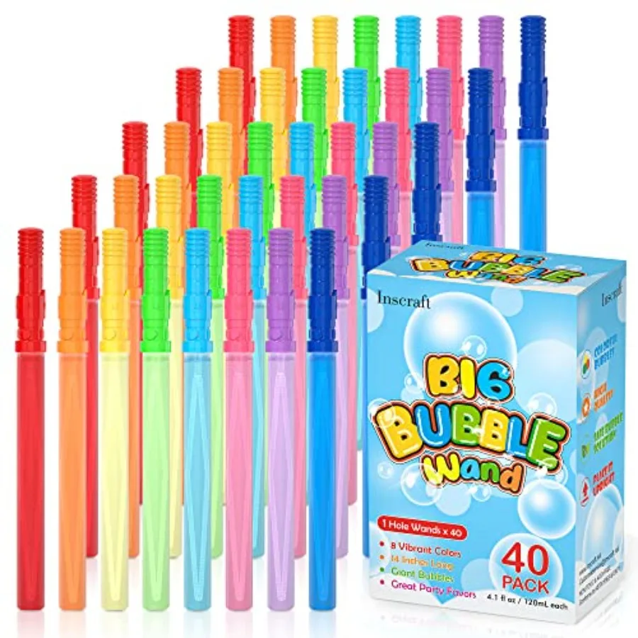 40 Pack 14'' Big Bubble Wands 8 Colors Bubbles Bulk for Summer Toy Outdoor/ Indoor Activity Use Easter Birthday Graduation Show
40 Pack 14'' Big Bubble Wands 8 Colors Bubbles Bulk for Summer Toy Outdoor/ Indoor Activity Use Easter Birthday Graduation Show