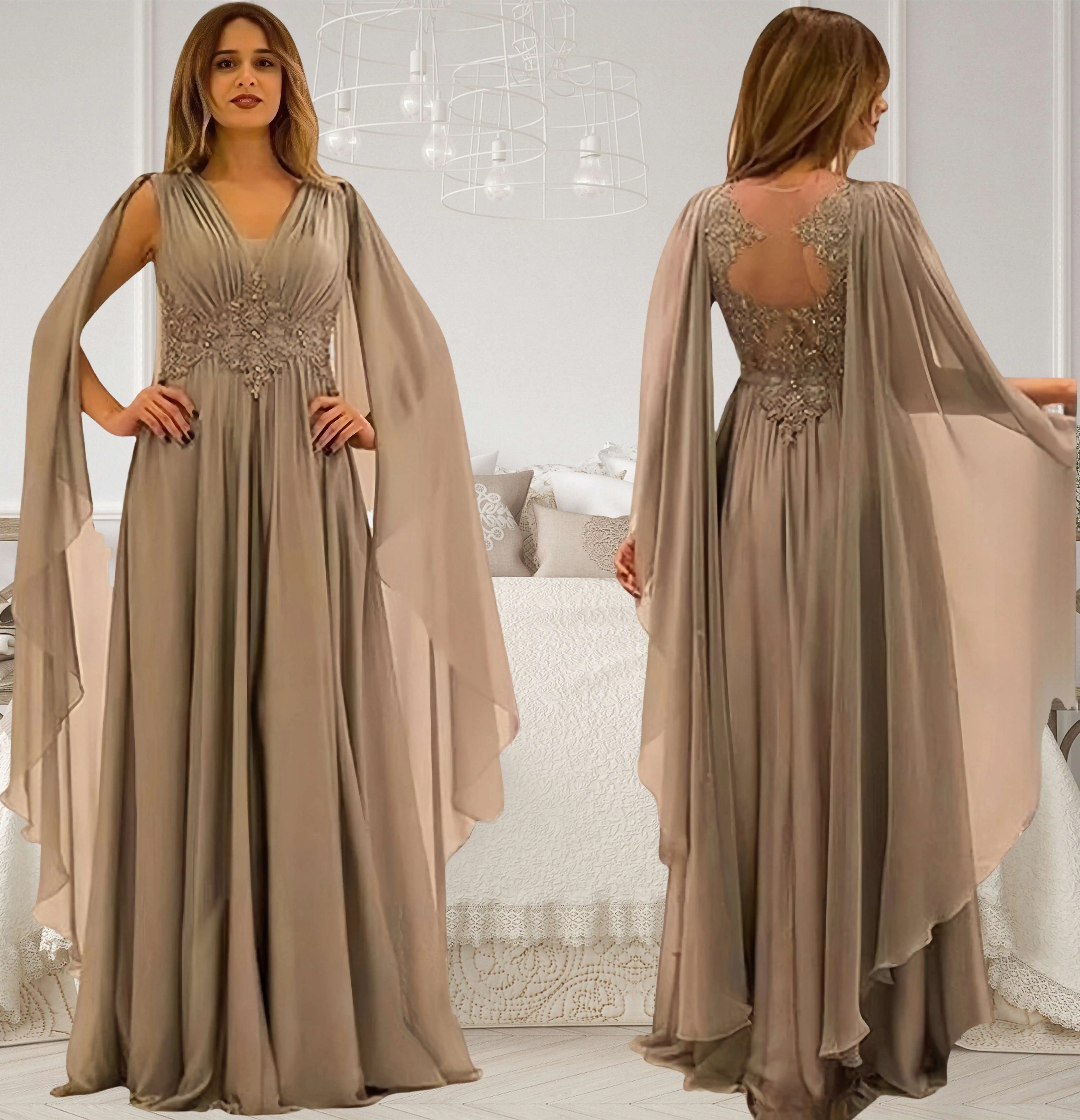 A-Line Mother of the Bride Dresses Elegant Dress Formal Wedding Guest Floor Length V Neck Chiffon with Pleats Beading 2024
A-Line Mother of the Bride Dresses Elegant Dress Formal Wedding Guest Floor Length V Neck Chiffon with Pleats Beading 2024