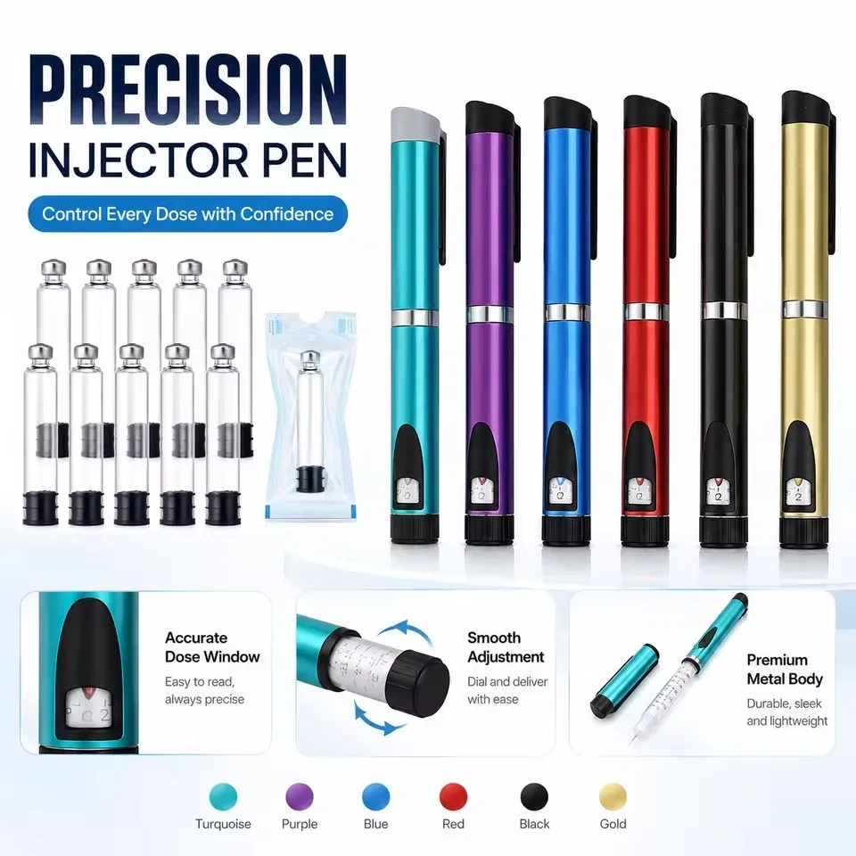 V3 Metal Injection Pen Adjustable Dose 3ml Reusable Cartridge Subcutaneous Injector Medical Aesthetic Durable Precise Home Use