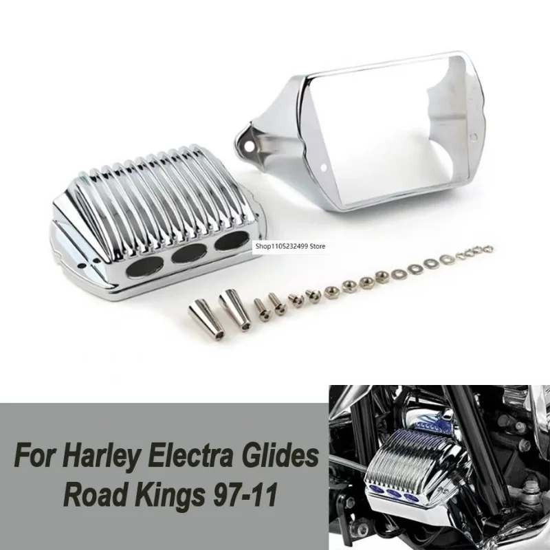 Хромированная передняя крышка регулятора напряжения мотоцикла Accent для Harley Electra Glides Road Kings 97-11 и Road Glides Street Glides
Хромированная передняя крышка регулятора напряжения мотоцикла Accent для Harley Electra Glides Road Kings 97-11 и Road Glides Street Glides