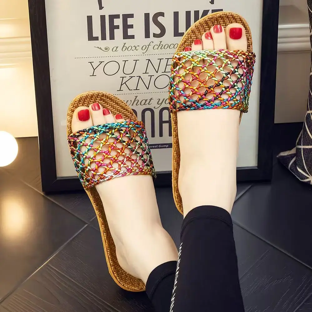 Men Woven Hollow Out One word Linen Slippers Summer New Lovers Soft sole Non Slip Lightweight Home Slippers Silent Slippers
Men Woven Hollow Out One word Linen Slippers Summer New Lovers Soft sole Non Slip Lightweight Home Slippers Silent Slippers