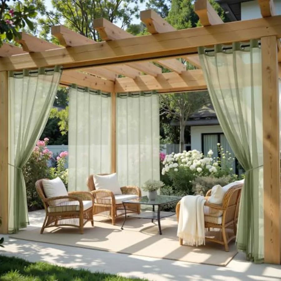 Outdoor Curtain for Patio Waterproof, 4 Panels Grommet Outside Sheer Curtains for Gazebo/Pergola/Cabana/Porch, 54 x 102 Inch Lo
Outdoor Curtain for Patio Waterproof, 4 Panels Grommet Outside Sheer Curtains for Gazebo/Pergola/Cabana/Porch, 54 x 102 Inch Lo