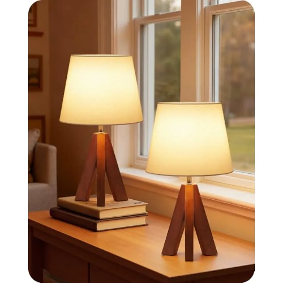 Small Tripod Table Lamps Set of 2 Modern Nightstand Lamp with Fabric Shade Boho Bedside Wood Desk Light for Bedroom Room Living
Small Tripod Table Lamps Set of 2 Modern Nightstand Lamp with Fabric Shade Boho Bedside Wood Desk Light for Bedroom Room Living
