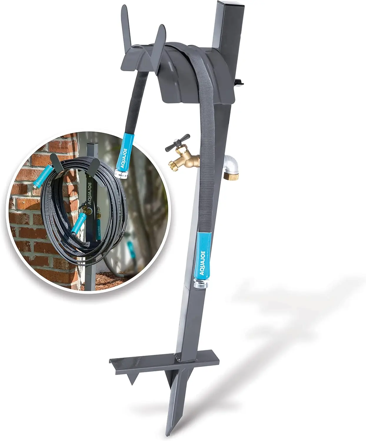 Garden Hose Stand with Brass Faucet & 3 ft Lead-in Hose, Gray - Neat Storage for Up to 125 ft Hose
Garden Hose Stand with Brass Faucet & 3 ft Lead-in Hose, Gray - Neat Storage for Up to 125 ft Hose