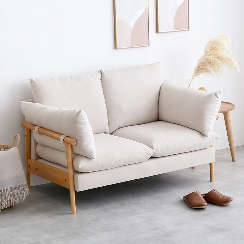 Nordic solid wood double sofa living room 2025 new Japanese-style bedroom small sofa cream wind sofa small apartment 
Nordic solid wood double sofa living room 2025 new Japanese-style bedroom small sofa cream wind sofa small apartment