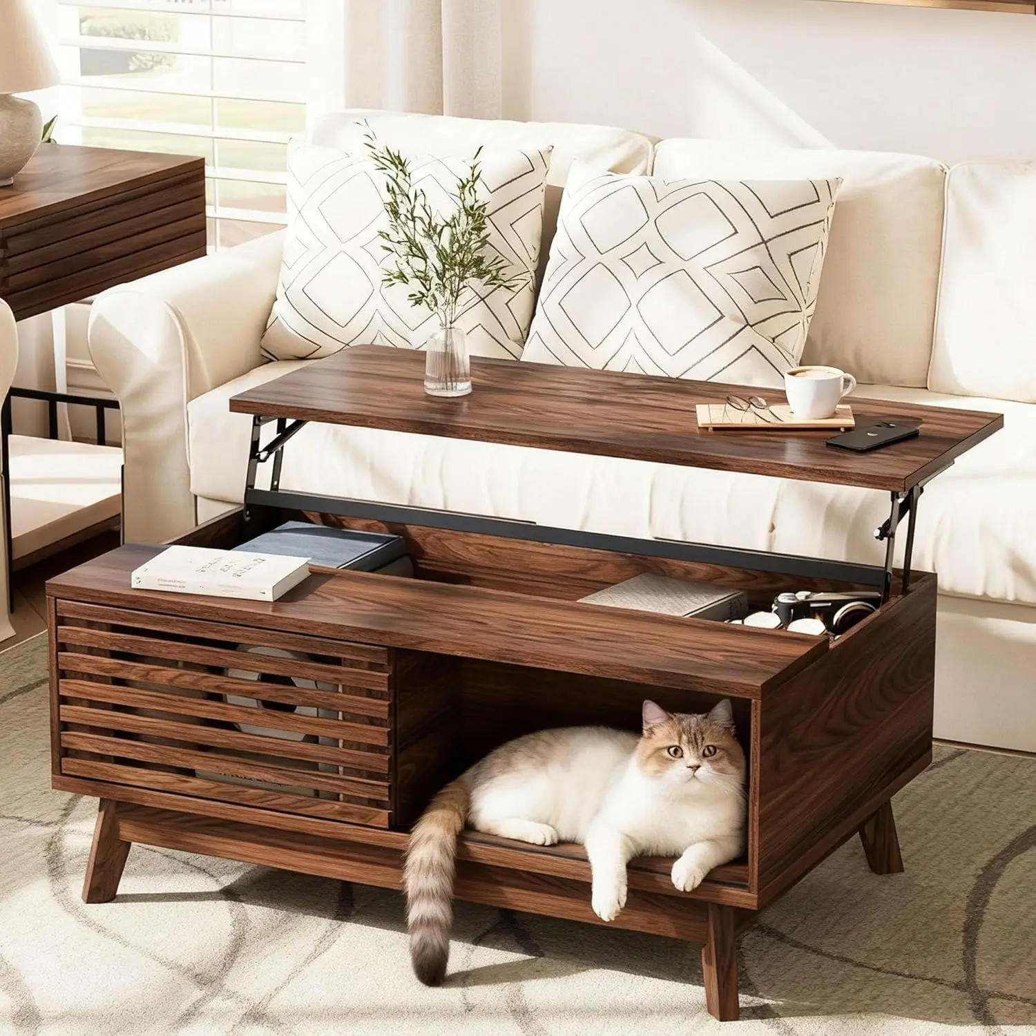 Lift Top Coffee Table, Mid Century Modern Coffee Table with Storage for Living Room, 35.4'' Walnut
Lift Top Coffee Table, Mid Century Modern Coffee Table with Storage for Living Room, 35.4'' Walnut