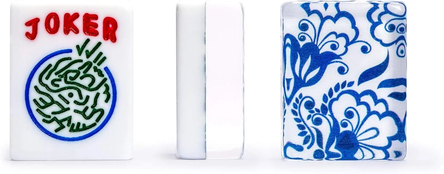 166 American Mahjong Tiles Set - White Acrylic with Blue Floral Back, Chinese & Western Numbers
166 American Mahjong Tiles Set - White Acrylic with Blue Floral Back, Chinese & Western Numbers