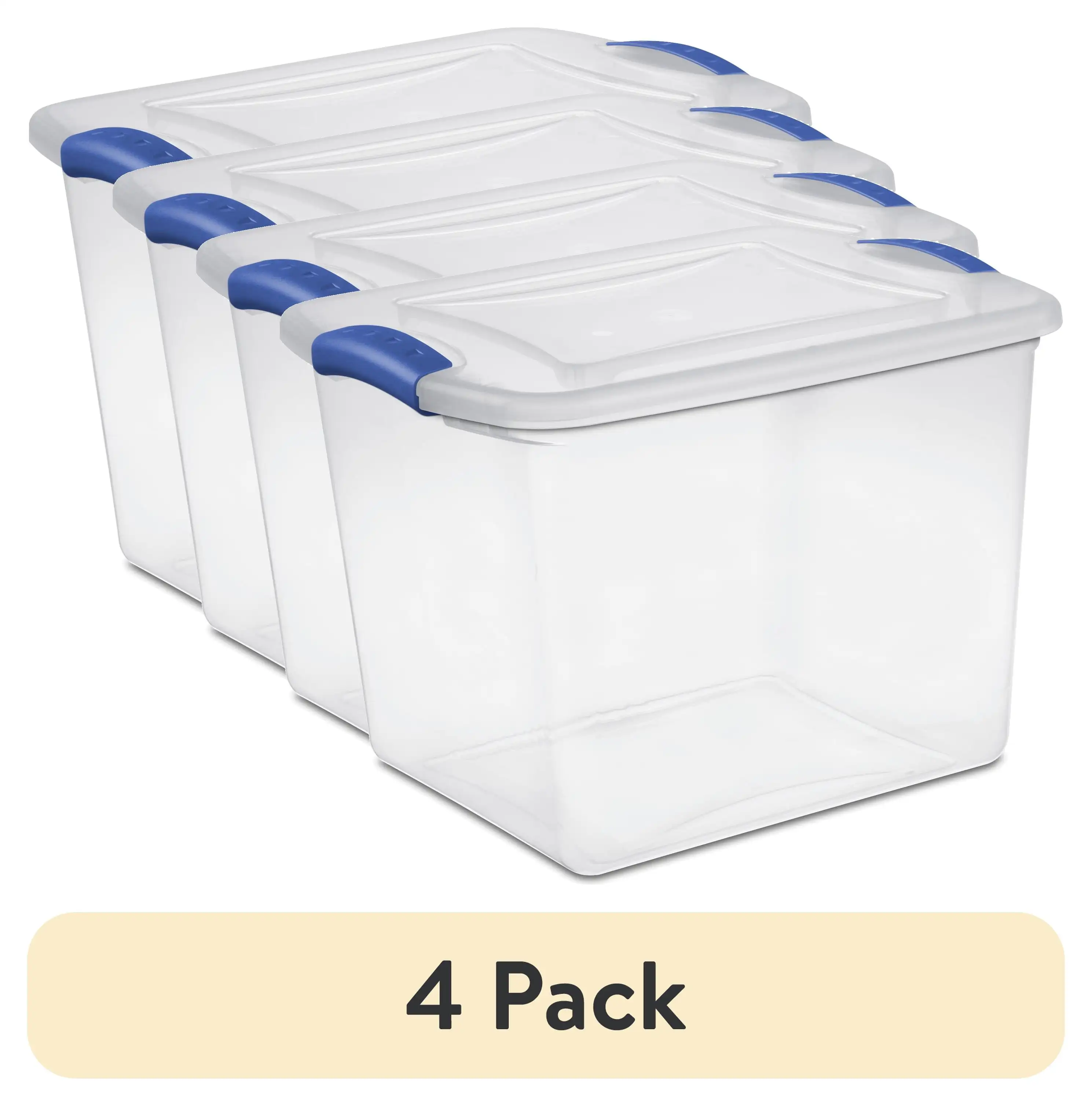 (4 Pack) Small Storage Bin, 27 Quart Clear Plastic Storage Container with Latch Lid, Blue
(4 Pack) Small Storage Bin, 27 Quart Clear Plastic Storage Container with Latch Lid, Blue