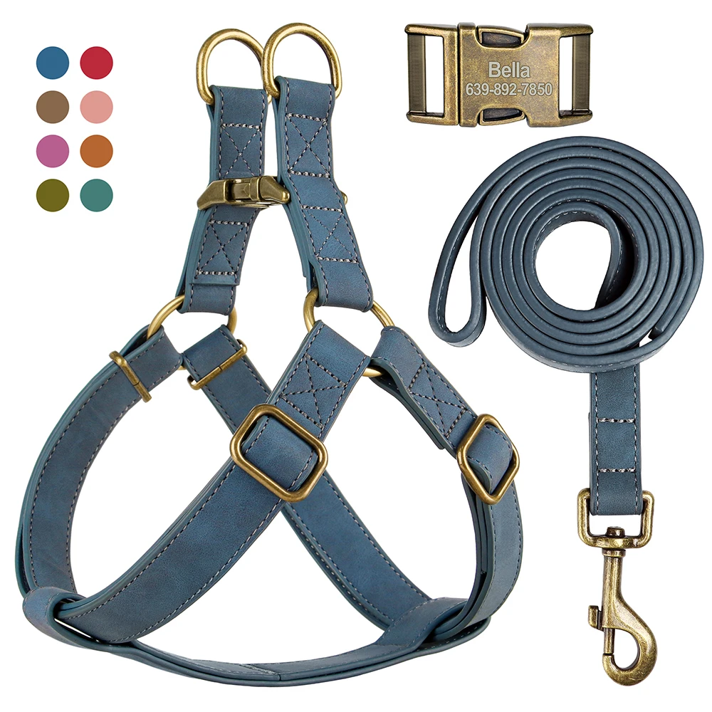 Custom PU Leather Harness And Leash Engraved Dog ID Buckle Harnesses Vest Pet Leading Rope Durable For Small Medium Dogs Bulldog
Custom PU Leather Harness And Leash Engraved Dog ID Buckle Harnesses Vest Pet Leading Rope Durable For Small Medium Dogs Bulldog