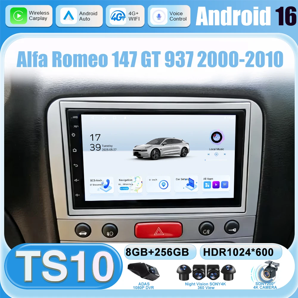 Car DVD Carplay For Alfa Romeo 147 GT 937 2000-2010 GPS Android 16 Navigation Video Car Radio GPS Automotive Multimedia Monitor
Car DVD Carplay For Alfa Romeo 147 GT 937 2000-2010 GPS Android 16 Navigation Video Car Radio GPS Automotive Multimedia Monitor