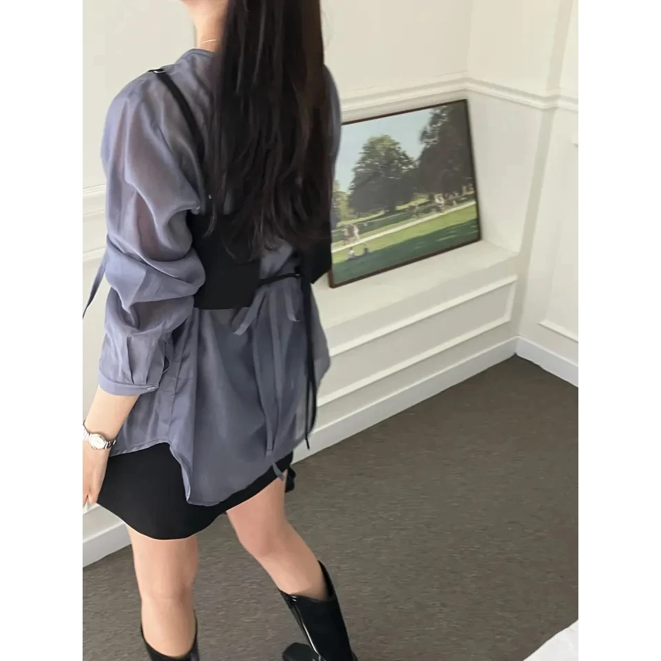 Design Sensation Long Sve irt Strap Vest Versatile Waist-Cinching Ultra-ort Pure Color Polyester Fibre Women's Faion
Design Sensation Long Sve irt Strap Vest Versatile Waist-Cinching Ultra-ort Pure Color Polyester Fibre Women's Faion