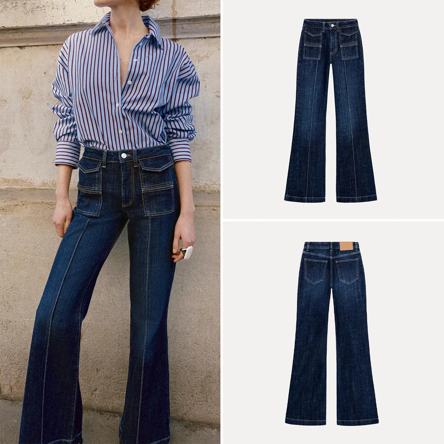 High Waist Casual Bell Bottom Jeans Women's Spring Fashion Stitching Denim Pants ZADATA Brand Ladies High Elasticity Jeans
High Waist Casual Bell Bottom Jeans Women's Spring Fashion Stitching Denim Pants ZADATA Brand Ladies High Elasticity Jeans