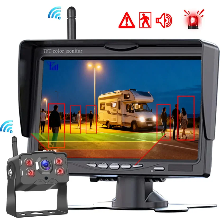 Wireless Backup Camera Rear View Cam BSD AI Detection 7'' Monitor AHD for Truck Bus RV Camper Trailer Excavator PickupTrailer
Wireless Backup Camera Rear View Cam BSD AI Detection 7'' Monitor AHD for Truck Bus RV Camper Trailer Excavator PickupTrailer