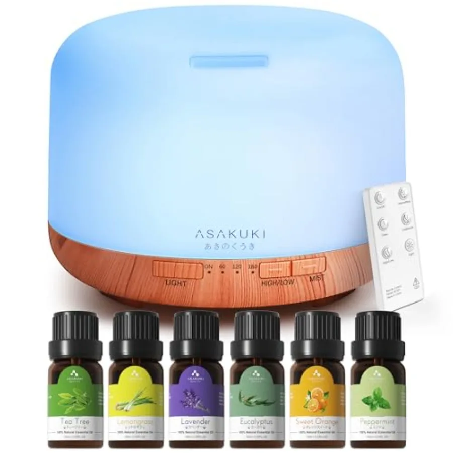 Oil Diffuser with Essential Oils Set 500ml Aromatherapy Humidifier with 14 LED Colors and Auto Shut-Off - 6 Oil Gift Pack Laven
Oil Diffuser with Essential Oils Set 500ml Aromatherapy Humidifier with 14 LED Colors and Auto Shut-Off - 6 Oil Gift Pack Laven