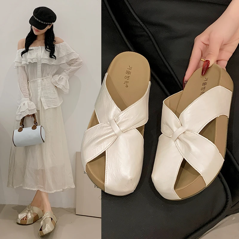 Women's Cross Strap Satin Flat Slippers Open Toe Bowknot Slide Sandals Summer Casual Non-slip Beach Shoes For Women Plus Size
Women's Cross Strap Satin Flat Slippers Open Toe Bowknot Slide Sandals Summer Casual Non-slip Beach Shoes For Women Plus Size