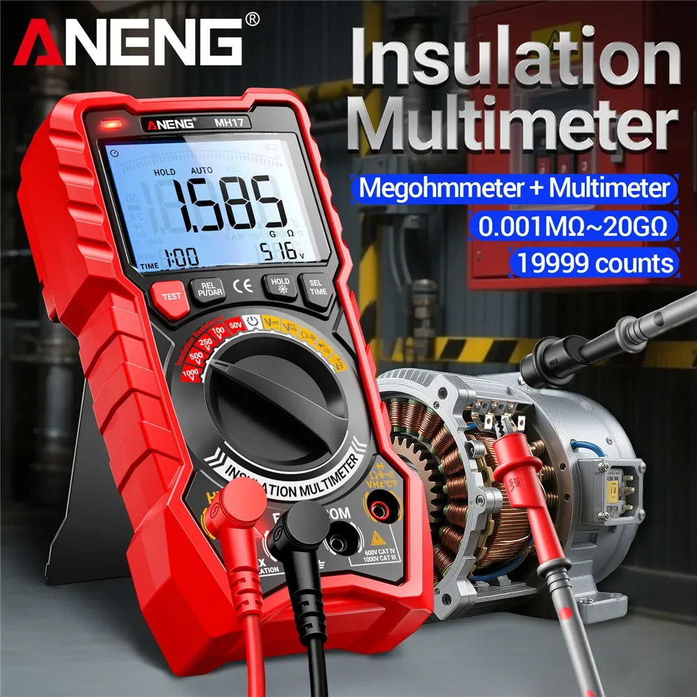 1000V High Voltage Insulation Resistance Tester PI DAR Meter ANENG MH17 Lithium Battery Multimeter Megohmmeter Auto Repair Tools
1000V High Voltage Insulation Resistance Tester PI DAR Meter ANENG MH17 Lithium Battery Multimeter Megohmmeter Auto Repair Tools