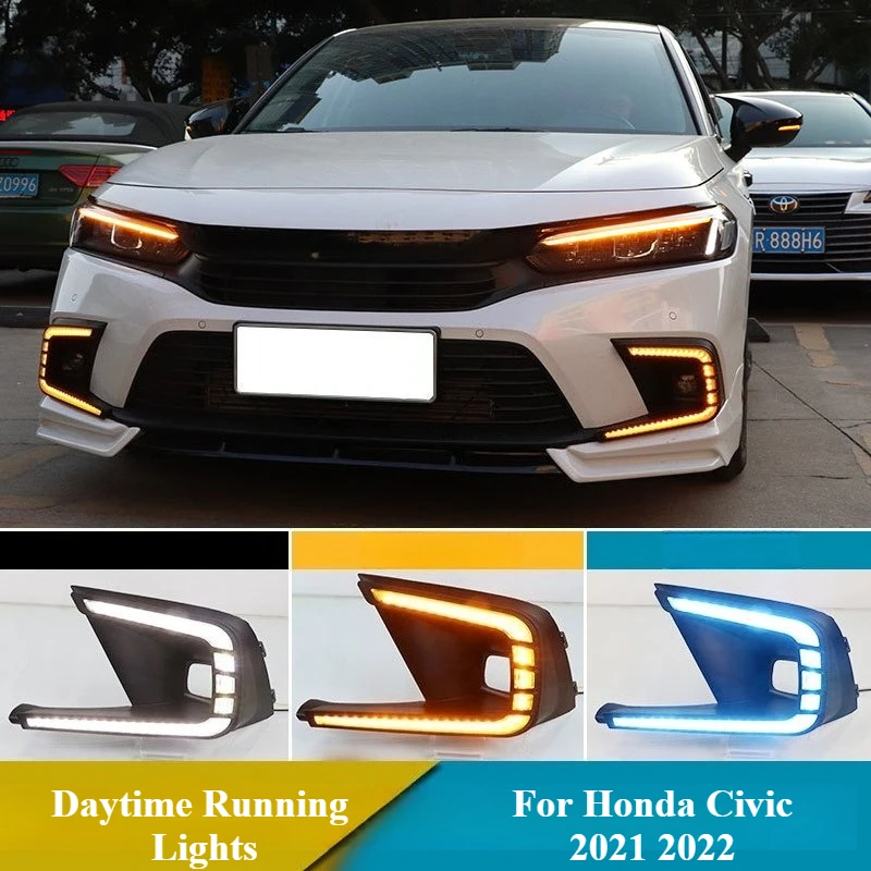 For Honda Civic 2021 2022 1 Pair Led DRL Front Bumper Daytime Running Lights Dynamic Yellow Turn Signal Fog Lamp Cover Foglight
For Honda Civic 2021 2022 1 Pair Led DRL Front Bumper Daytime Running Lights Dynamic Yellow Turn Signal Fog Lamp Cover Foglight