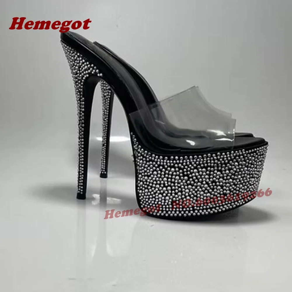 Black Rhinestone Platform Slippers Patchwork Pvc Slip On Stiletto Women's Slippers Summer Outside Thin High Heeled Shoes Luxury
Black Rhinestone Platform Slippers Patchwork Pvc Slip On Stiletto Women's Slippers Summer Outside Thin High Heeled Shoes Luxury