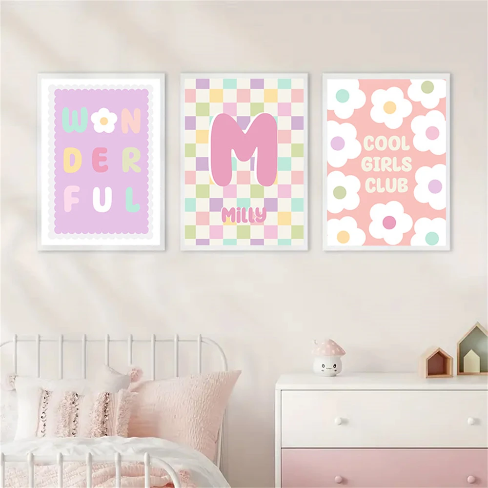 Cartoon Pink Purple Canvas Painting Custom Name Poster Prints Flower Wall Art Nursery Nordic Wall Pictures Baby Kids Room Decor
Cartoon Pink Purple Canvas Painting Custom Name Poster Prints Flower Wall Art Nursery Nordic Wall Pictures Baby Kids Room Decor