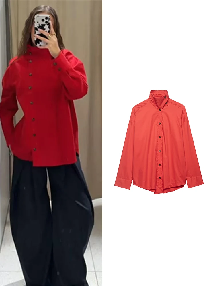 Spring New Woman Elegant Shirts Fashion Autumn Street Style Shirt Female Casual Long Sleeve Single Breasted High Collar Tops
Spring New Woman Elegant Shirts Fashion Autumn Street Style Shirt Female Casual Long Sleeve Single Breasted High Collar Tops