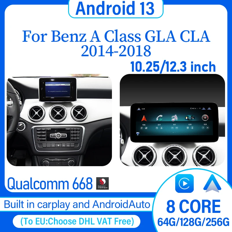 12G+256G Snapdragon 668 Android 13 For Mercedes Benz A CLASS GLA CLA Car Multimedia Video Player Wireless Carplay Navigation
12G+256G Snapdragon 668 Android 13 For Mercedes Benz A CLASS GLA CLA Car Multimedia Video Player Wireless Carplay Navigation