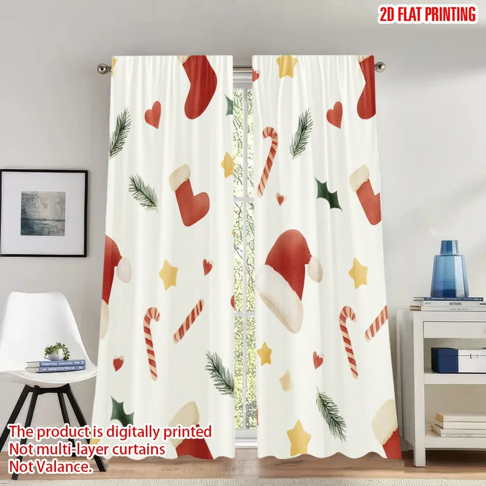 2pcs 2D flat printing Merry Christmas Curtains Christmas Hats Stockings Stars Digital Printed Polyester Drapes Festive Holiday
2pcs 2D flat printing Merry Christmas Curtains Christmas Hats Stockings Stars Digital Printed Polyester Drapes Festive Holiday