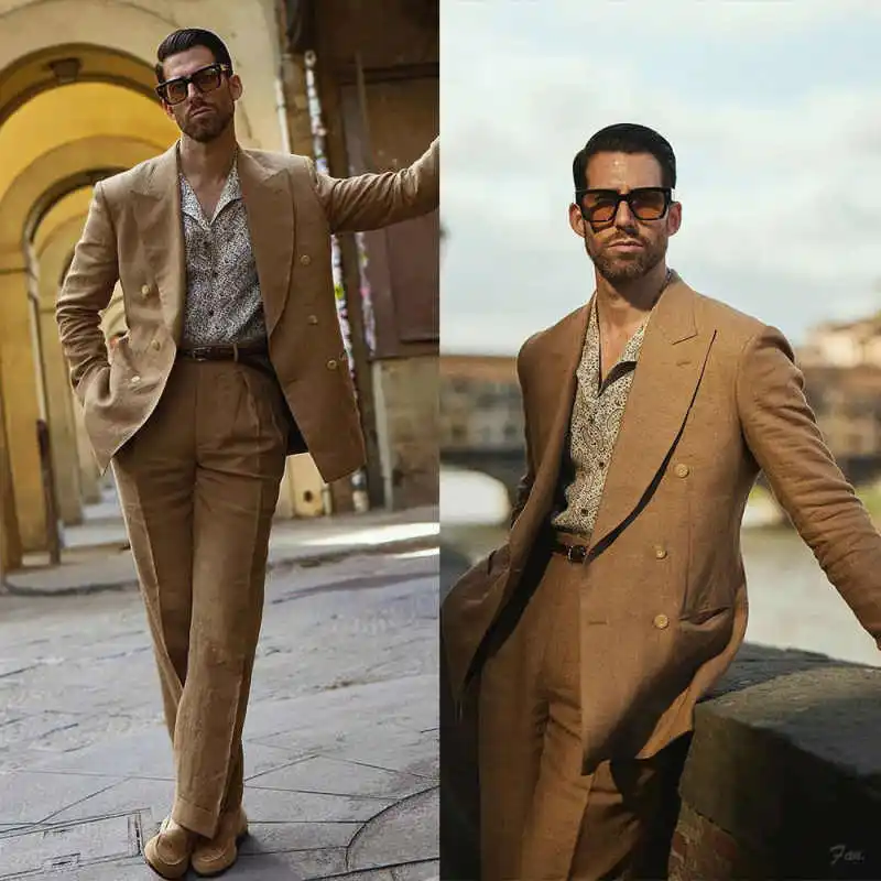 Luxury Double Breasted Linen Men Suit Peak Lapel Tailored Wedding Tuxedo Business Formal Khaki Custom Made M263975
Luxury Double Breasted Linen Men Suit Peak Lapel Tailored Wedding Tuxedo Business Formal Khaki Custom Made M263975