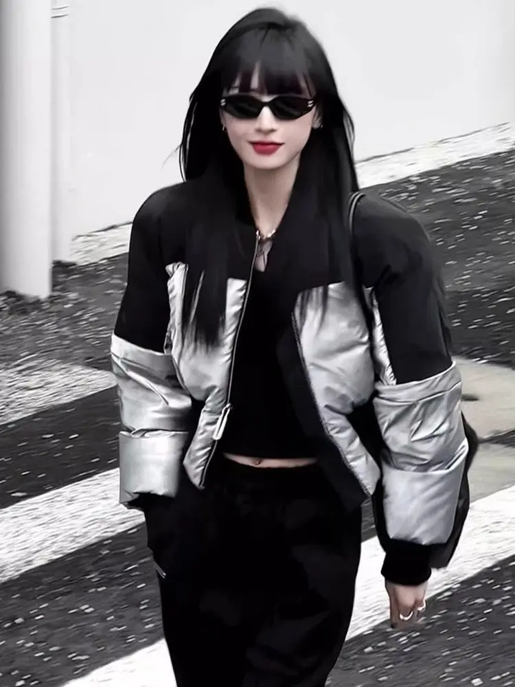2023 Women's Parkas Street Style Design Black Silver Patchwork Short Down Cotton Jacket Winter Coat Women
2023 Women's Parkas Street Style Design Black Silver Patchwork Short Down Cotton Jacket Winter Coat Women