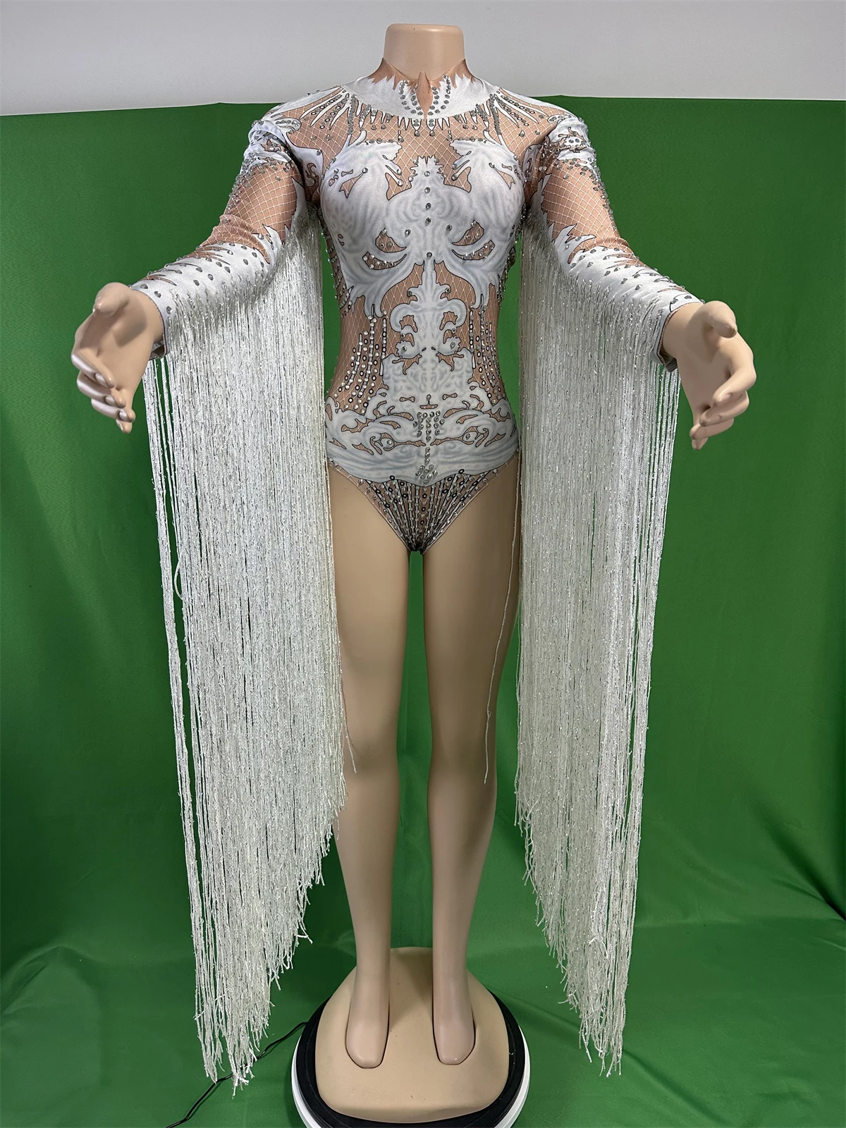 White Bodycon Elastic Bodysuits For Women Long Sleeve Tassel Dance Leotard Pageant Singer Party Club Carnival 2024 Stage Wear
White Bodycon Elastic Bodysuits For Women Long Sleeve Tassel Dance Leotard Pageant Singer Party Club Carnival 2024 Stage Wear