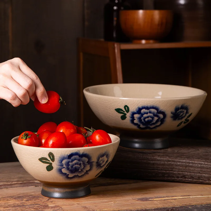 LingAo--Retro high-footed handcrafted coarse earthenware with ice-crack glaze, suitable for serving ramen and desserts. Ideal fo
LingAo--Retro high-footed handcrafted coarse earthenware with ice-crack glaze, suitable for serving ramen and desserts. Ideal fo
