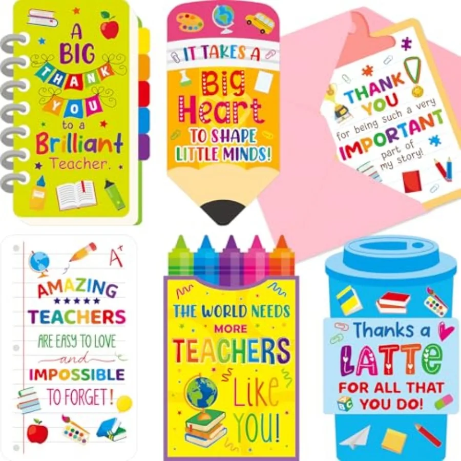 24Pcs Teacher Appreciation Cards Pencil Thank You Cards with Envelopes and Stickers Bulk Assortment Greeting Cards for Teacher
24Pcs Teacher Appreciation Cards Pencil Thank You Cards with Envelopes and Stickers Bulk Assortment Greeting Cards for Teacher