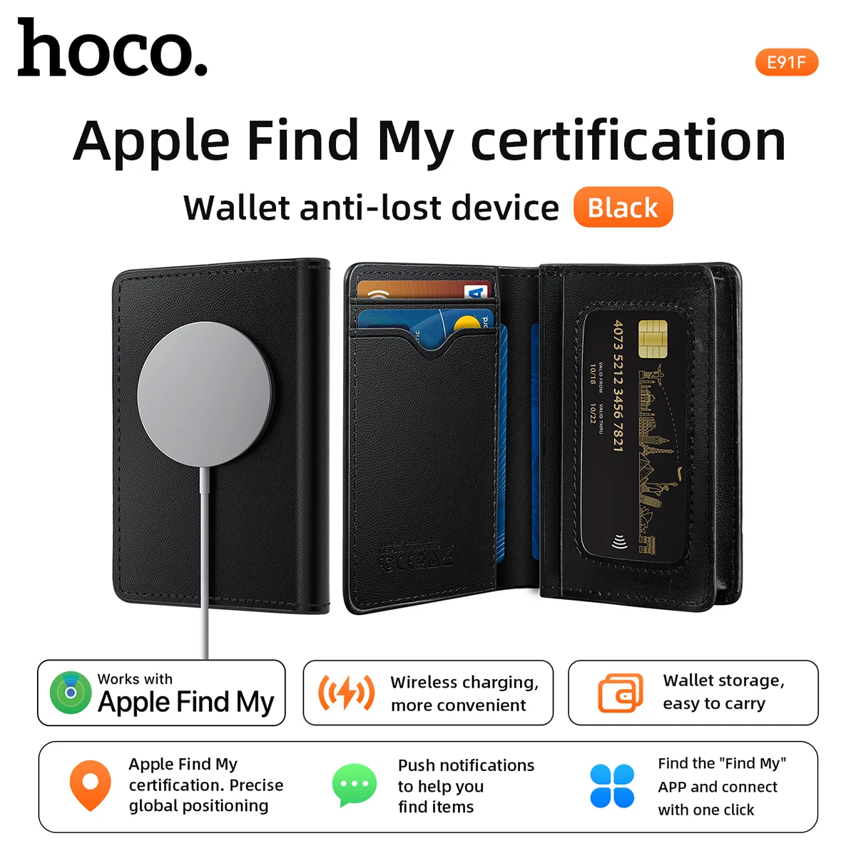 HOCO E91F Wallet Anti-Lost Device Card Bag Large Capacity for iPhone IOS Find My Network GPS Locator Trackers Wireless Charging
HOCO E91F Wallet Anti-Lost Device Card Bag Large Capacity for iPhone IOS Find My Network GPS Locator Trackers Wireless Charging