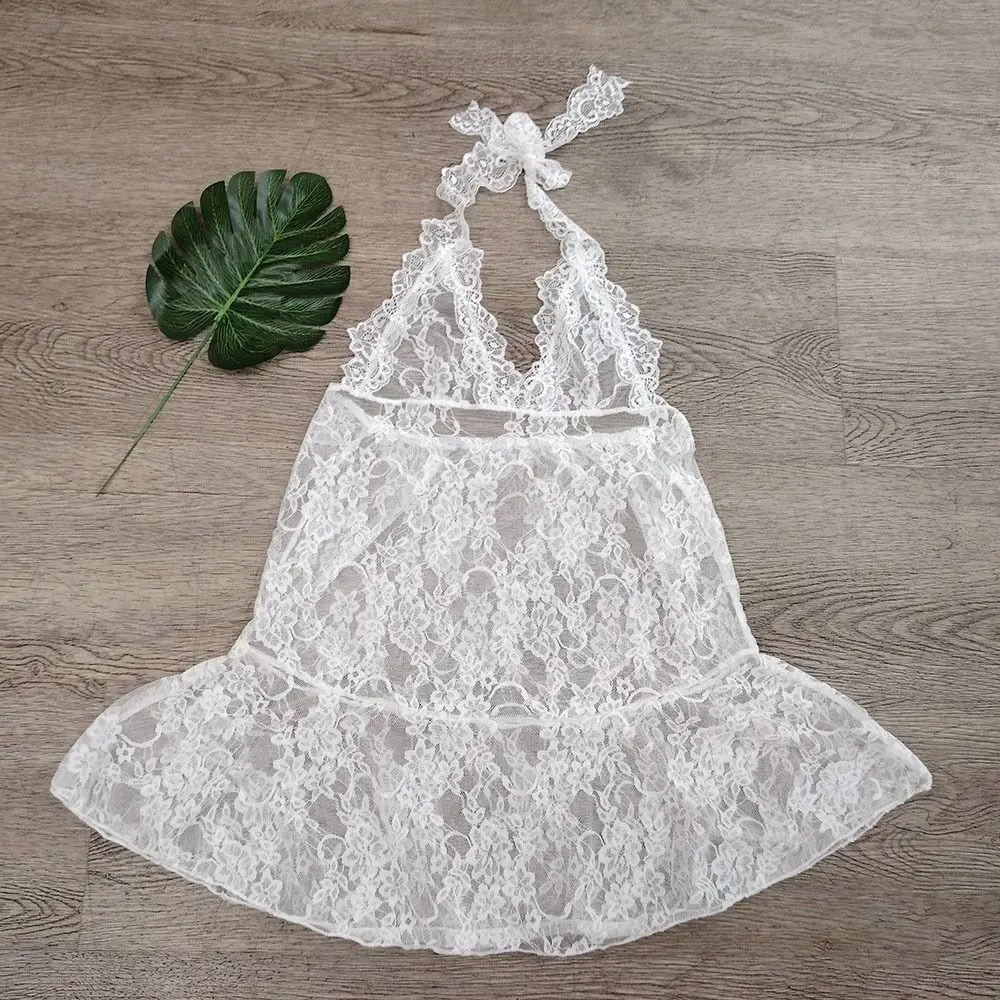 Fashion Transparent Lace Halter Dress A-line Beachwear Lace-up Short Skirts Streetwear Sweet Dresses Women Party
Fashion Transparent Lace Halter Dress A-line Beachwear Lace-up Short Skirts Streetwear Sweet Dresses Women Party