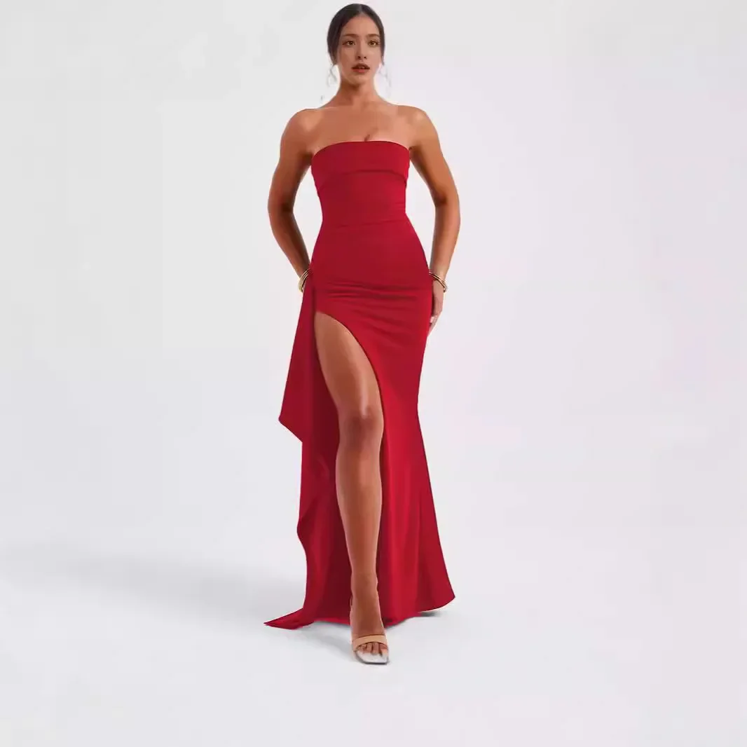 Evening Dress Women's One-word Neck Tube Top Dress Fashionable and Sexy Neck Skinny Backless High Split Long Dress Autumn
Evening Dress Women's One-word Neck Tube Top Dress Fashionable and Sexy Neck Skinny Backless High Split Long Dress Autumn