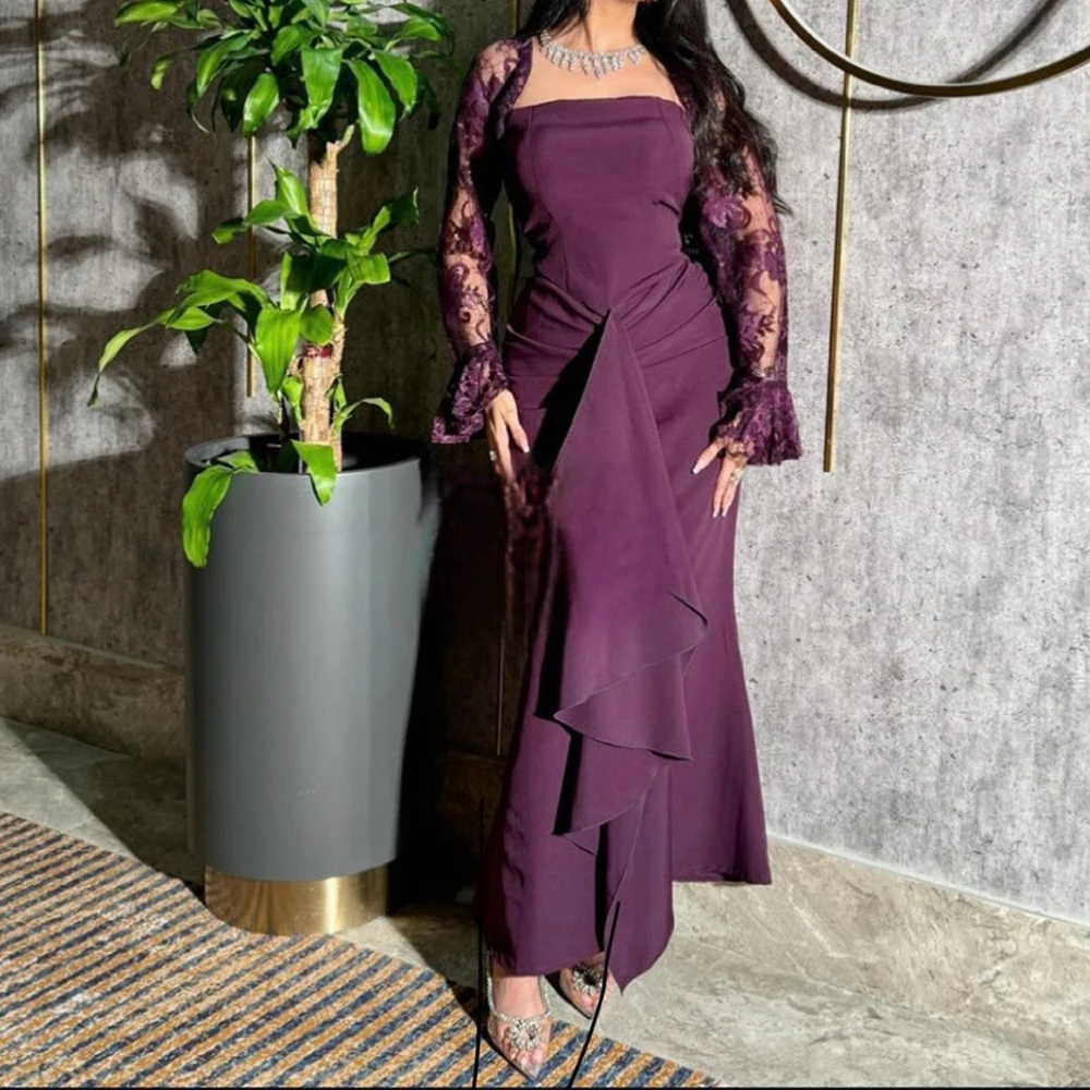 Modern Straight Ankle Length Strapless Jersey Long Sleeves Pleats Evening Dress Temperament Photo Color vestidos de fiesta
Modern Straight Ankle Length Strapless Jersey Long Sleeves Pleats Evening Dress Temperament Photo Color vestidos de fiesta