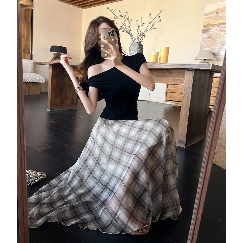 2025 Korean Elegant Skirt Women's High-end Coffee Checkered Irregular Long Skirt New Gentle Style Fashion Chic Slim Office Lady
2025 Korean Elegant Skirt Women's High-end Coffee Checkered Irregular Long Skirt New Gentle Style Fashion Chic Slim Office Lady