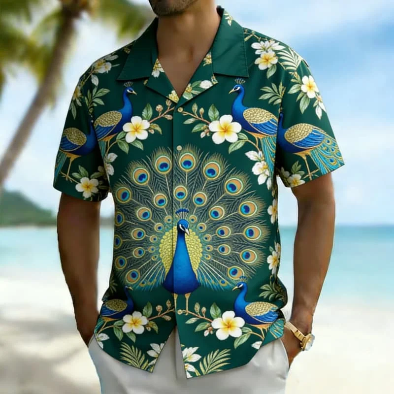 Men's Tropical Wildlife & Floral Print Short Sleeve Shirt, Hawaiian Jungle Graphic for Summer Daily Casual and Vacation Wear
Men's Tropical Wildlife & Floral Print Short Sleeve Shirt, Hawaiian Jungle Graphic for Summer Daily Casual and Vacation Wear