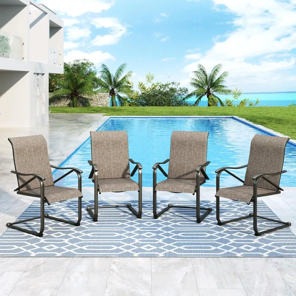Patio Dining Chairs, Outdoor Spring Dining Chair Set of 4, High Back Sling Patio Chair Heavy Duty Outdoor 300LBS Beach Chairs
Patio Dining Chairs, Outdoor Spring Dining Chair Set of 4, High Back Sling Patio Chair Heavy Duty Outdoor 300LBS Beach Chairs