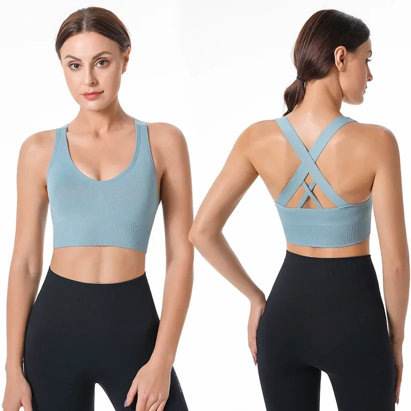 Cross shaped back, gathered shockproof sports bra, no steel ring, quick drying yoga, large size fitness bra, running bra, female
Cross shaped back, gathered shockproof sports bra, no steel ring, quick drying yoga, large size fitness bra, running bra, female