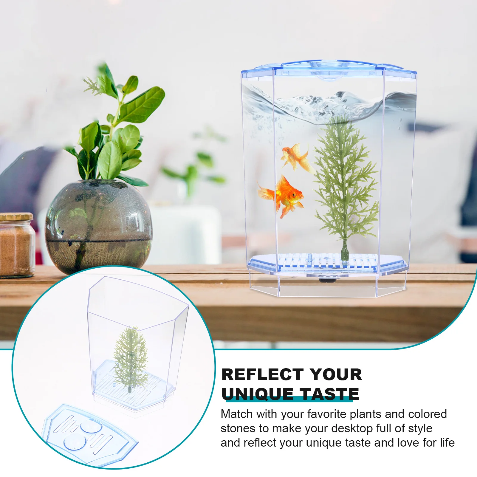 Automatic Mini Fish Tank Office Light Plastic Transparent Living Room Landscape 
Automatic Mini Fish Tank Office Light Plastic Transparent Living Room Landscape