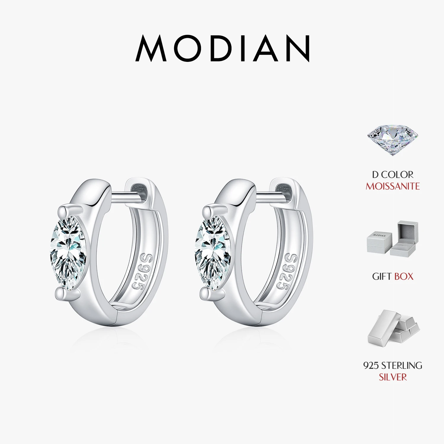MODIAN Marquise Cut VVS1 Ear Buckle Moissanite 925 Sterling Sliver Simple Neutral Hoop Earrings For Women Fine Jewelry
MODIAN Marquise Cut VVS1 Ear Buckle Moissanite 925 Sterling Sliver Simple Neutral Hoop Earrings For Women Fine Jewelry