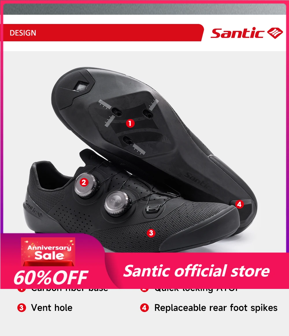 Santic New Men's Road Cycling Shoes Carbon Fiber Sole Breathable Racing Bike Shoes for Road Bikes Professional Lock Shoes
Santic New Men's Road Cycling Shoes Carbon Fiber Sole Breathable Racing Bike Shoes for Road Bikes Professional Lock Shoes
