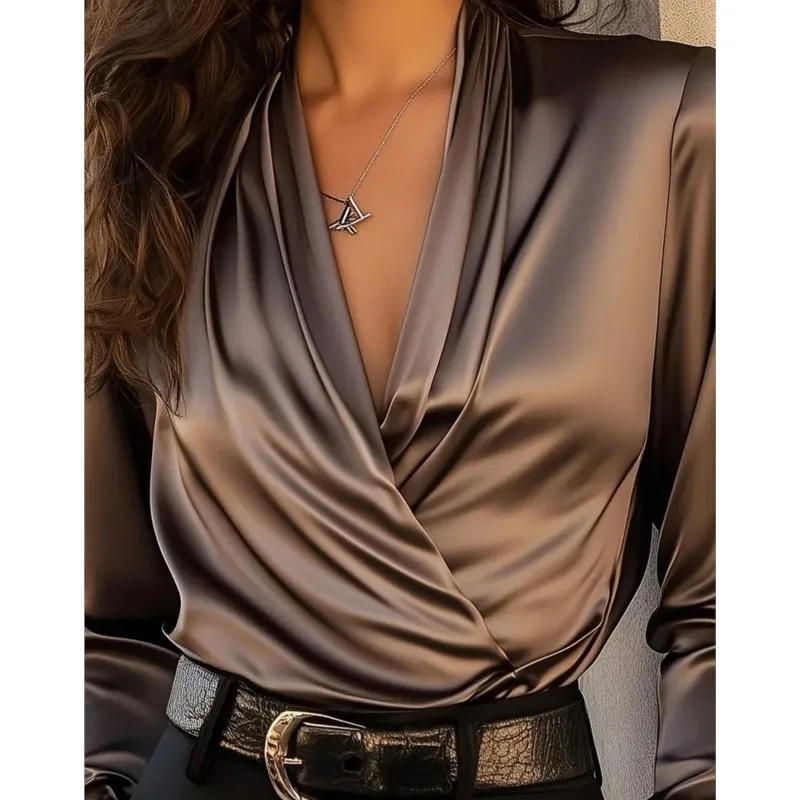 Women's Solid Color Shirt V Neck Long Sleeve Wrap Fashion Office Top Suitable For Formal Work Business Wear
Women's Solid Color Shirt V Neck Long Sleeve Wrap Fashion Office Top Suitable For Formal Work Business Wear