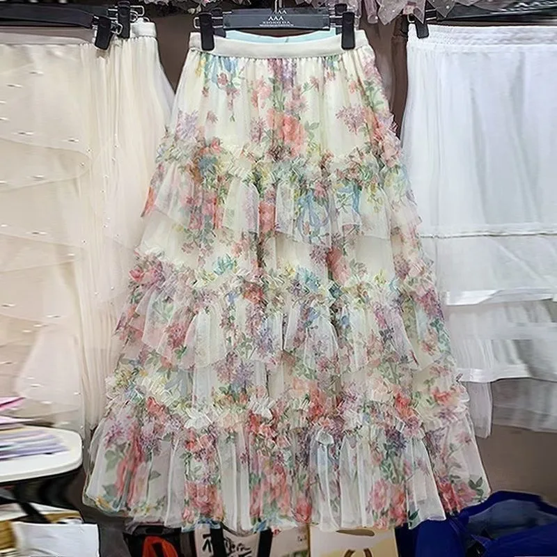 Womens French Elegant Floral Mesh Maxi Skirt Irregular A Line Patchwork Print Spring Autumn Soft
Womens French Elegant Floral Mesh Maxi Skirt Irregular A Line Patchwork Print Spring Autumn Soft