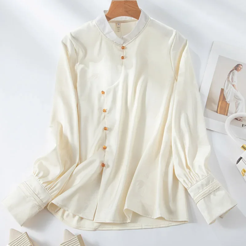 Блузка Женская атласная в китайском стиле, однотонная винтажная Свободная рубашка, Модная шелковая одежда в Корейском стиле, весна-лето
Блузка Женская атласная в китайском стиле, однотонная винтажная Свободная рубашка, Модная шелковая одежда в Корейском стиле, весна-лето