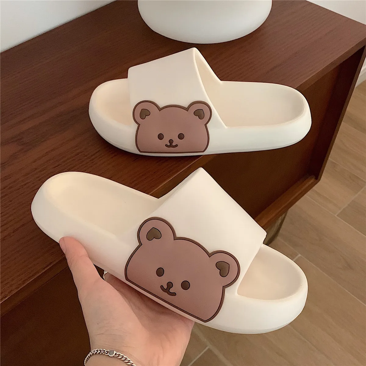 Women Men Summer Slippers Beach Sandals Couples Cartoon Bear Slides Home Soft Thick Sole Flip Flops Boys Girls Bathroom Shoes
Women Men Summer Slippers Beach Sandals Couples Cartoon Bear Slides Home Soft Thick Sole Flip Flops Boys Girls Bathroom Shoes