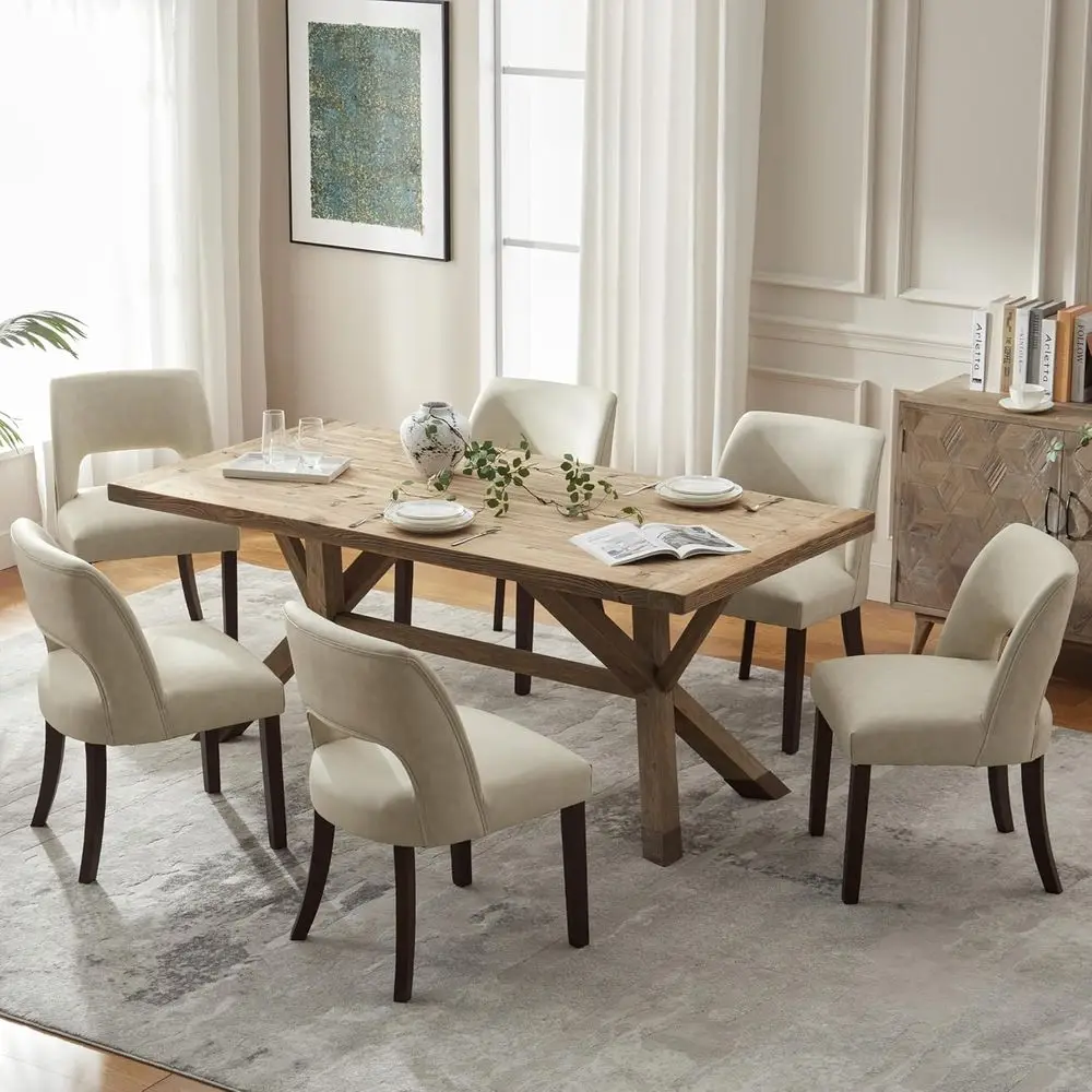 Leather Upholstered Dining Chairs Set of 6, Beige Kitchen Chairs for Dining Room
Leather Upholstered Dining Chairs Set of 6, Beige Kitchen Chairs for Dining Room