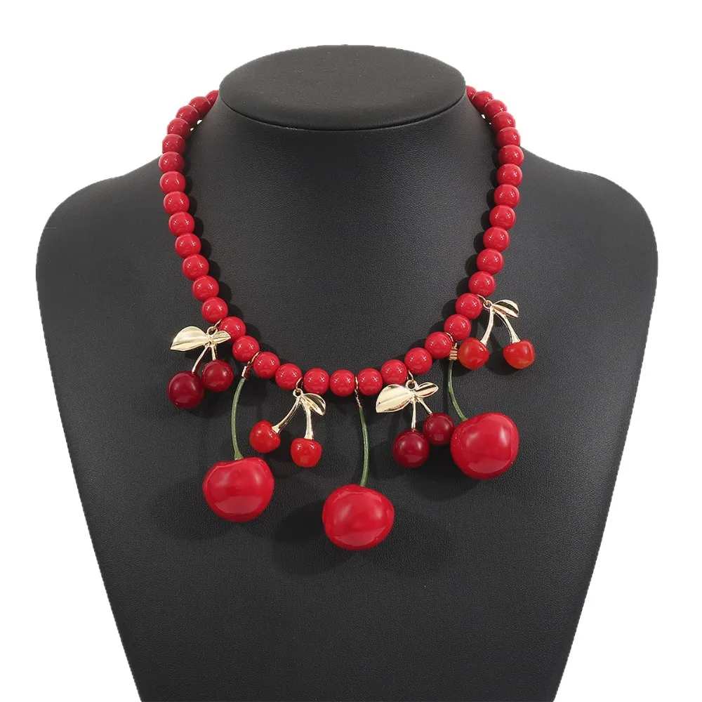 Cute Handmade Fruit Cherry Necklace Korean Style Minority Design Red Bead Necklace Jewelry Accessories Y2K Clavicle Chain Party 
Cute Handmade Fruit Cherry Necklace Korean Style Minority Design Red Bead Necklace Jewelry Accessories Y2K Clavicle Chain Party